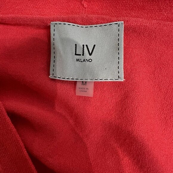 Liv Milano Coral Pink Cardigan Sweater Size M V Neck Flower Embellished Soft - Picture 5 of 13